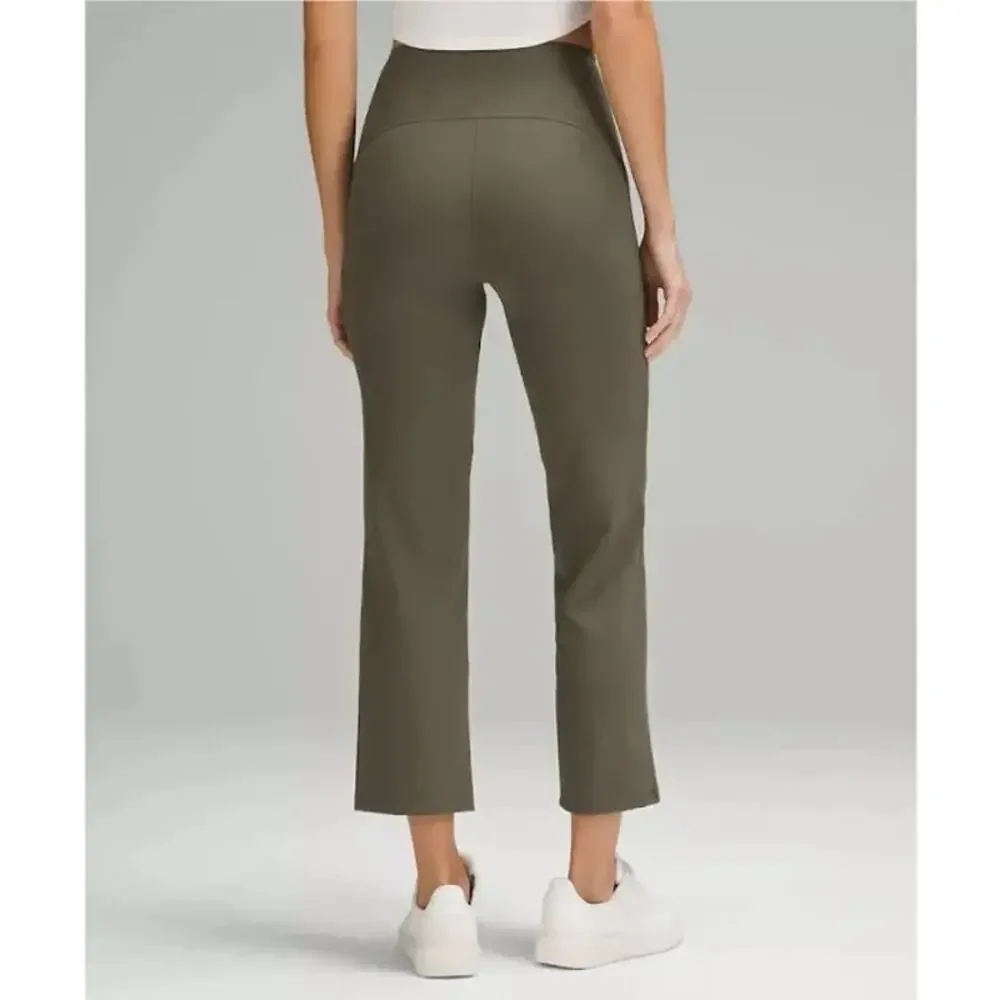 NWT Lululemon Smooth Fit Cropped Pants Size 0 Olive Green High Rise Athleisure